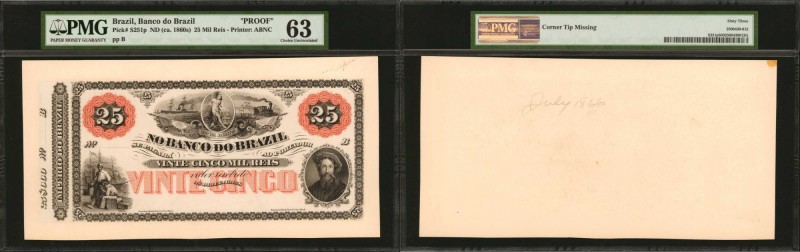 BRAZIL. Banco do Brazil. 25 Mil Reis, ND (ca. 1860s). P-S251p. Proof. PMG Uncirc...
