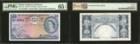 BRITISH CARIBBEAN TERRITORIES. British Caribbean Territories, Eastern Group. 2 Dollars, 1954-60. P-8b. PMG Gem Uncirculated 65 EPQ.

This Gem Uncirc...