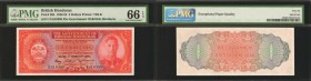 BRITISH HONDURAS. Government of British Honduras. 5 Dollars, 1949-52. P-26b. PMG Gem Uncirculated 66 EPQ.

A scarce, original, early issue British H...