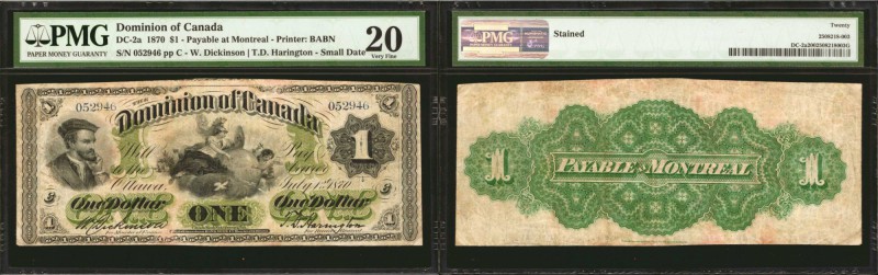 CANADA. Dominion of Canada. 1 Dollar, 1870. DC-2a. PMG Very Fine 20.

Payable ...