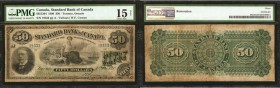 CANADA. Standard Bank of Canada. 50 Dollars, 1890. CAD6951204. PMG Choice Fine 15 Net. Restoration.

This extremely rare piece is one of only three ...