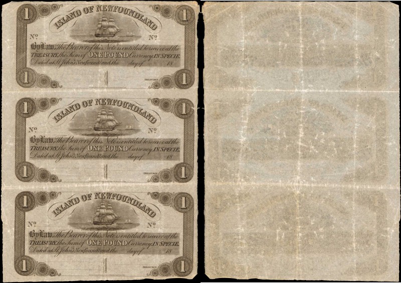 CANADA-NEWFOUNDLAND. Island of Newfoundland. 1 Pound, 1850. P-A3Ar. Very Fine.
...