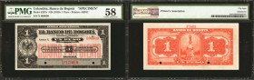COLOMBIA. Banco de Bogota. 1 Peso, 5 Pesos, & 10 Pesos, ND (1919). 4% Notes. P-S297s, S298s, S299s. Specimens.

3 pieces in lot. A complete denomina...