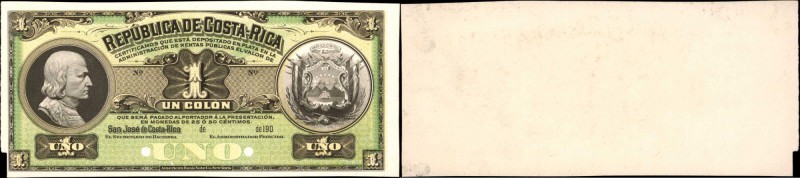COSTA RICA. Republica de Costa Rica. 1 Colon, 190x. P-142p. Proof. Choice Uncirc...
