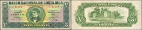 COSTA RICA. Banco Nacional de Costa Rica. 5 Colones, 1941. P-204. Uncirculated.

Printed by ABNC. A multicolored design featuring intricate lathe wo...