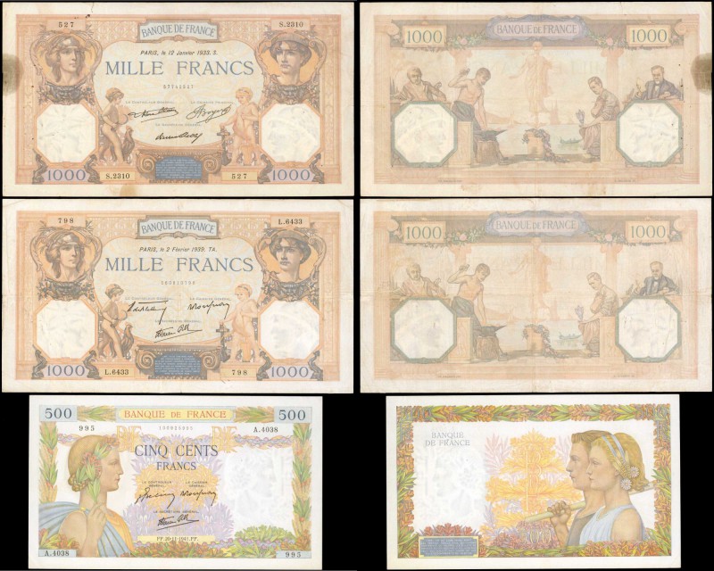 FRANCE. Banque de France. Mixed Denominations, Mixed Dates. P-Various. Fine to E...