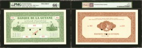FRENCH GUIANA. Banque de la Guyane. 1000 Francs, ND (1942). P-15s. Specimen. PMG Gem Uncirculated 66 EPQ.

Specimen overprint and serial numbers pri...