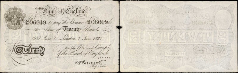 GREAT BRITAIN. Bank of England. 20 Pounds, 1937. P-337x. Operation Bernhard Coun...