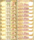 INDIA. Reserve Bank of India. 500 Rupees, ND (2000-02). P-93g. Fancy Serial Numbers. Choice About Uncirculated to Gem Uncirculated.

19 pieces in lo...