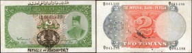 IRAN. Imperial Bank. 2 Tomans, 1924-32. P-12. Very Fine.

Payable at Abadan Only. A scarce issued 1930 2 Tomans seen here with pronounced stamping o...