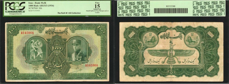 IRAN. Bank Melli. 1000 Rials, AH1313 (1934). P-30. PCGS Currency Fine 15 Apparen...