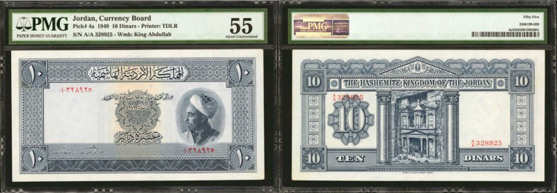 JORDAN. Jordan Currency Board. 10 Dinars, 1949. P-4a. PMG About Uncirculated 55....