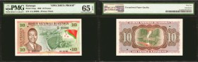 KATANGA. Banque Nationale du Katanga. 10 Francs, 1960. P-5As. Specimen. PMG Gem Uncirculated 65 EPQ.

Specimen serial numbers and punch cancels. A s...