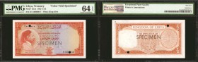 LIBYA. Kingdom of Libya. 1/2 Pound, 1952. P-15cts. Color Trial Specimen. PMG Choice Uncirculated 64 EPQ.

Specimen overprints, serial numbers and pu...