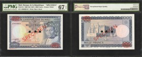 MALI. Banque de la Republique. 1000 Francs, 1960 (ND 1967). P-9s. Specimen. PMG Superb Gem Uncirculated 67 EPQ.

Specimen. Printed by TDLR. A high d...