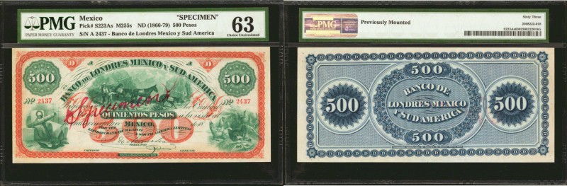 MEXICO. Banco de Londres Mexico y Sud America. 500 Pesos, ND (1866-79). P-S223As...