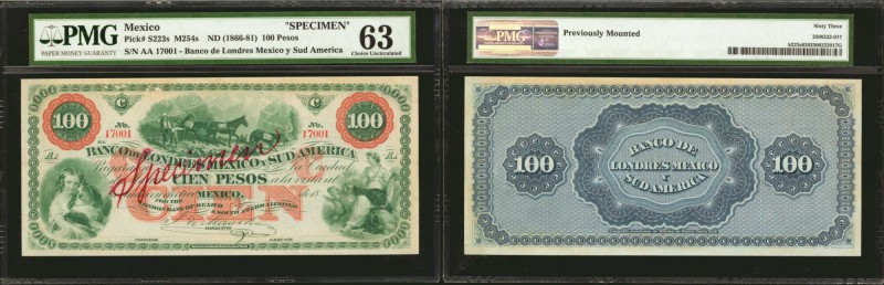 MEXICO. Banco de Londres Mexico y Sud America. 100 Pesos, ND (1866-81). P-S223s....