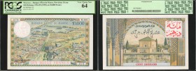 MOROCCO. Banque d'Etat du Maroc. 100 Dirhams, 1954-55 (1959). P-52. 10,000 Francs. PCGS Currency Very Choice New 64.

An important 100 Dirhams denom...