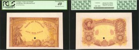 PORTUGAL. Banco de Portugal. 10 Mil Reis, ND. P-81p. Proof. PCGS Currency Extremely Fine 40.

Proof. Hole Punch Cancelled. A bright colored 10 Mil R...
