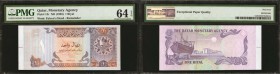 QATAR. Qatar Monetary Agency. 1 Riyal, ND (1985). P-13r. Remainder. PMG Choice Uncirculated 64 EPQ.

Remainder without serial number, or signature o...
