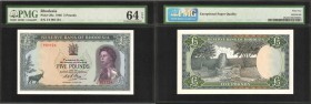 RHODESIA. Reserve Bank of Rhodesia. 5 Pounds, 1966. P-29a. PMG Choice Uncirculated 64 EPQ.

Good centering seen on this fully original 5 Pound near ...
