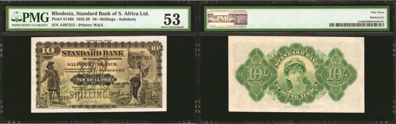 RHODESIA. Standard Bank of South Africa Ltd. 10 Shillings, 1932-38. P-S146b. PMG...