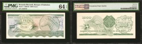 RWANDA-BURUNDI. Banque d'Emission. 1000 Francs, 1960. P-7. PMG Choice Uncirculated 64 EPQ.

A truly remarkable offering in pristine condition for th...