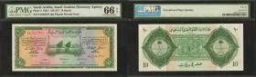 SAUDI ARABIA. Saudi Arabian Monetary Agency. 10 Riyals, 1954. P-4. PMG Gem Uncirculated 66 EPQ.

An important offering of this 10 Riyals design in a...