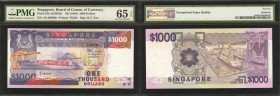 SINGAPORE. Board of Commissioners of Currency. 1000 Dollars, ND (1984). P-25b. PMG Gem Uncirculated 65 EPQ.

Printed by TDLR. Signed by H.T. Tau. An...