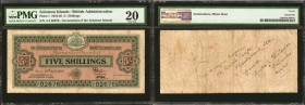 SOLOMON ISLANDS. Government of the British Solomon Islands. 5 Shillings, 1921. P-1. PMG Very Fine 20.

A very rare issuer and this 5 Shillings note ...