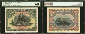 SPAIN. Banco de Espana. 1000 Pesetas, 1907. P-66a. PMG About Uncirculated 53.

A desirable higher denomination note from this 1907 series and offere...