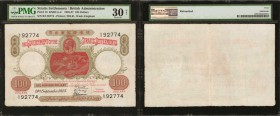 STRAITS SETTLEMENTS. British Administration. 100 Dollars, 1925. P-13. PMG Very Fine 30 Net. Retouched.

(KNB11c-d) Rare, early 1925 date. A highly d...