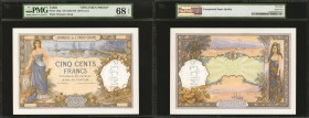 TAHITI. Banque de l'Indo Chine 500 Francs. P-13sp. Specimen Proof. PMG Superb Gem Uncirculated 68 EPQ.

Specimen. This note lacks any overprints mak...