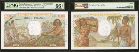 TAHITI. Banque de l'Indo Chine 1000 Francs, ND (1940-57). P-15s. Specimen. PMG Gem Uncirculated 66 EPQ.

A popular type for the bare breasted woman ...