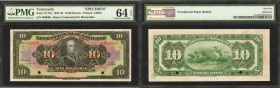 VENEZUELA. Banco Comercial de Maracaibo. 10 Bolivares, 1921-22. P-S173s. Specimen. PMG Choice Uncirculated 64 EPQ.

Specimen overprints, serial numb...