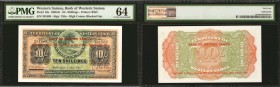 WESTERN SAMOA. Territory of Western Samoa. 10 Shillings, 1961. P-10a. PMG Choice Uncirculated 64.

Nearly original with just a touch of handling in ...
