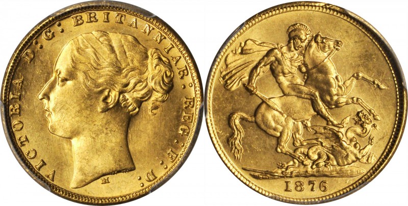 AUSTRALIA. Sovereign, 1876-M. Melbourne Mint. PCGS MS-64 Gold Shield.

S-3857;...