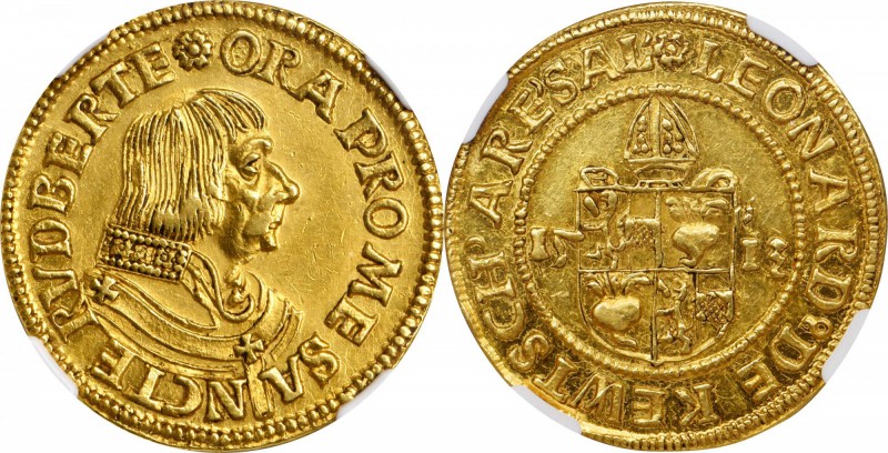 AUSTRIA. Salzburg. 5 Ducat, 1513. Archbishop Leonhard von Keutschach (1495-1519)...