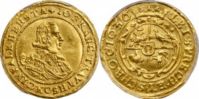 AUSTRIA. Trautson. Ducat, 1636. Johann Franz von Trautson-Falkenstein (1621-63). PCGS AU-58 Gold Shield.

Fr-897; KM-30. Three year type. 3.48 grams...