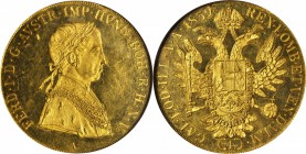 AUSTRIA. 4 Ducat, 1839-A. NGC MS-63 PL.

Fr-480; KM-2270. From a type struck 1835-48. Entirely mirror-like in the fields with strong frost on the ce...