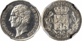 BELGIUM. 1/4 Franc, 1850. NGC PROOF-64.

KM-14; Eeckhout-NBFB-52; Dup-488. Intense reflectivity exists in the fields with perfect definition in the ...