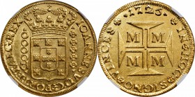 BRAZIL. 20000 Reis, 1725-M. Minas Gerais Mint. Joao V (1706-50). NGC MS-62.

Fr-33; KM-117; LDMB-O249; Gomes-106.02. A desirable Mint State example ...