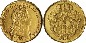 BRAZIL. 12800 Reis, 1728-M. Minas Gerais Mint. Joao V (1706-50). PCGS AU-55 Gold Shield.

Fr-55; KM139; LDMB-O284. Far better quality than is typica...