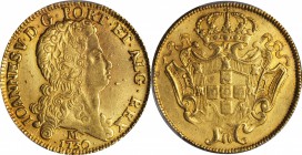 BRAZIL. 12800 Reis, 1730-M. Minas Gerais Mint. Joao V (1706-50). PCGS Genuine--Cleaned, AU Details Gold Shield.

Fr-55; KM-139; LDMB-O286. Cleaned l...