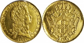 BRAZIL. 12800 Reis, 1733-M. Minas Gerais Mint. Joao V (1706-50). PCGS Genuine--Repaired, AU Details Gold Shield.

Fr-55; KM-139; LMDB-O289a. An affo...