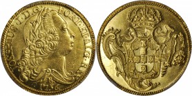 BRAZIL. 6400 Reis, 1756-B. Bahia Mint. Jose I (1750-77). PCGS MS-65 Gold Shield.

Fr-69; KM-172.1; LDMB-O386; Gomes-54.07. Beaming luster drenches t...