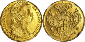 BRAZIL. 6400 Reis (Peca), 1790-B. Bahia Mint. Maria I (1786-99). NGC Unc Details--Cleaned.

Fr-88; KM-226.2; LDMB-O508; Gomes-31.01. "Bejeweled Head...