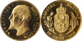 BULGARIA. 100 Leva Restrike, 1912 (1967-68). NGC PROOF-67.

Fr-5; KM-34. Restruck 1967-8, from a mintage of only 1,000 pieces. Free of tone or haze ...