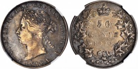 CANADA. 50 Cents, 1870. NGC VF-30.

KM-6. Popular first date of the series and a key variety with no "LCW" initials on the truncation of Victoria's ...