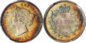 CANADA. 5 Cents, 1896. PCGS MS-66 Gold Shield.

KM-2. A clear companion to the other MS-66 graded example in this sale, possessing similarly choice ...